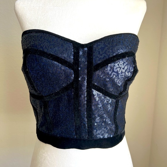 Tadashi Shoji Sequin/Velvet Tube Top - Picture 2 of 7